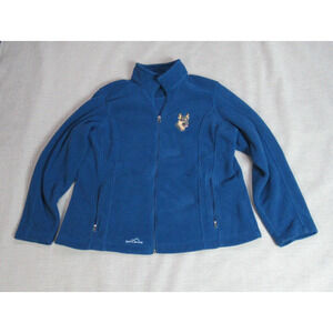 Eddie Bauer Jacket Womens Sz 2XL Blue Full Zip Dog Lover Fleece Outdoors Hiking